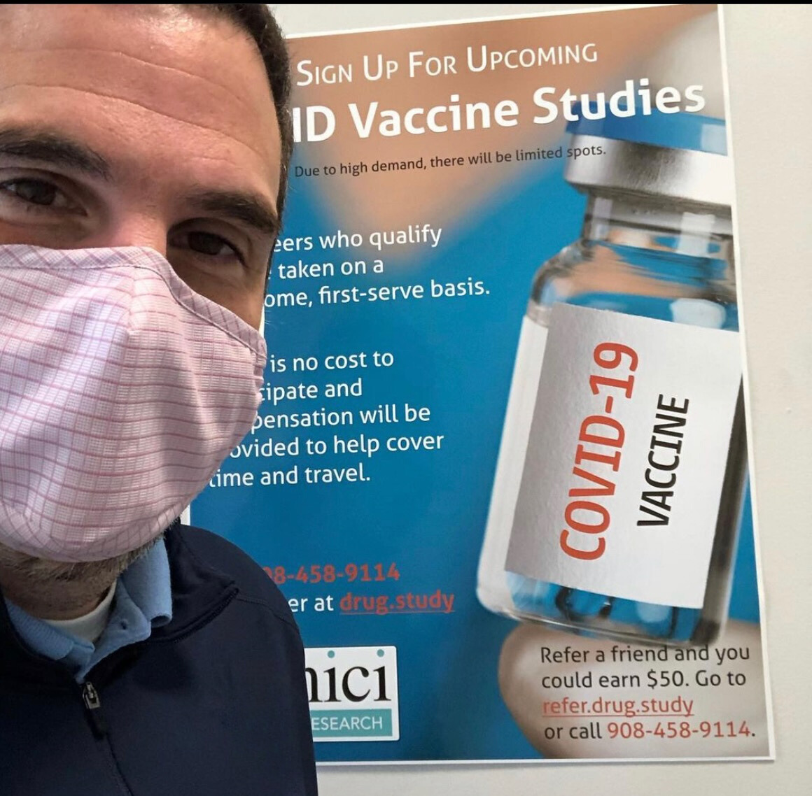 Bucks County resident Ryan Abramson in COVID 19 vaccine study trial